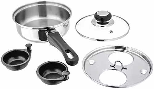 Judge Essentials Non-Stick Stainless Steel Frying Pan with Glass Lid, Silver, Diameter: 16 cm – 2
