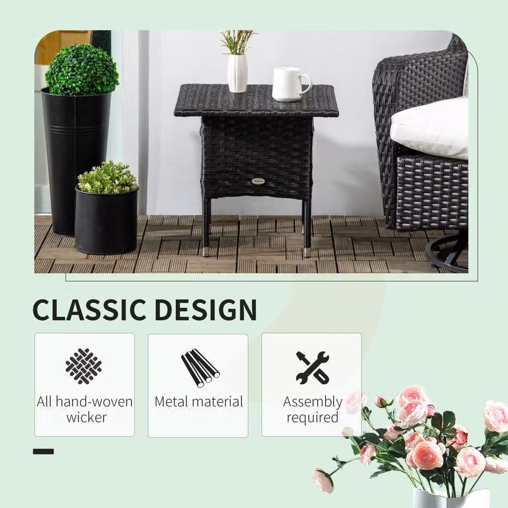 Wyld Haus Varilu Black Rattan Style Outdoor Side Table – 3