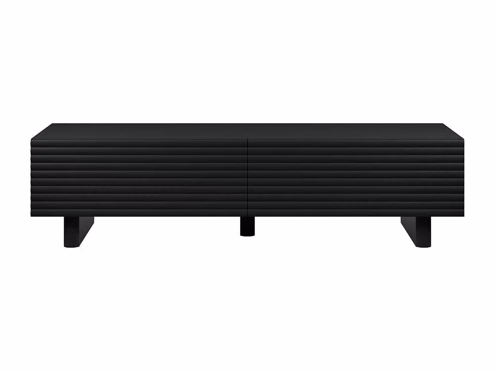 Vente-unique LUDIMA TV Unit with 2 Doors in Black MDF, W: 180 cm, H: 46.1 cm, D: 36.8 cm – 2