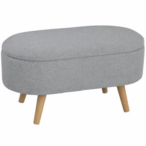 HOMCOM Grey Fabric Ottoman Storage Bench with Padded Lid, W/D/H: 120 x 45 x 41 cm – 1