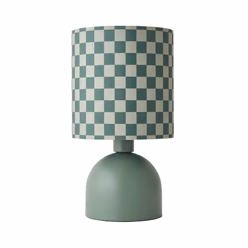 ValueLights Miley Green Checkerboard Drum Table Lamp with LED Bulb – 1