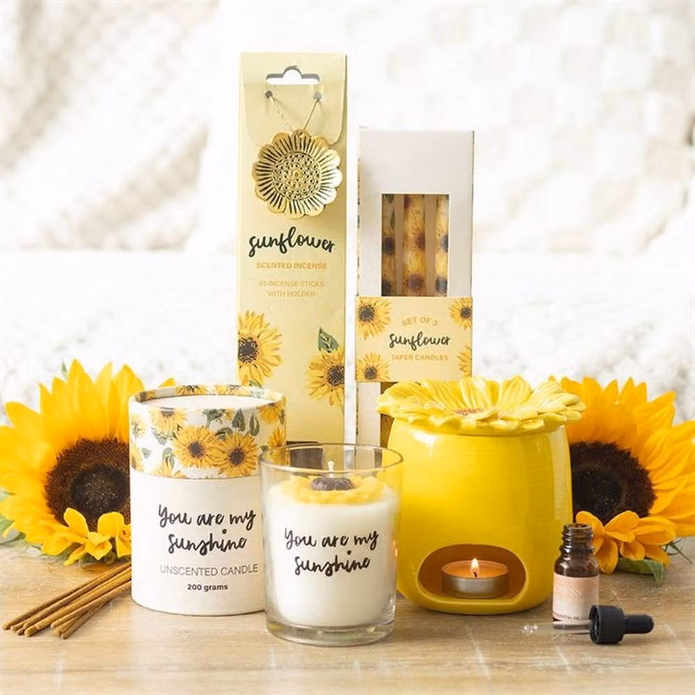Uniqueful Sunflower Oil Burner and Wax Warmer in Yellow Ceramic with Floral Design – 2