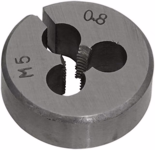 Loops M5 x 0.8mm Metric Split Die Steel Bar and Bolt Threading Bit with Case in Silver