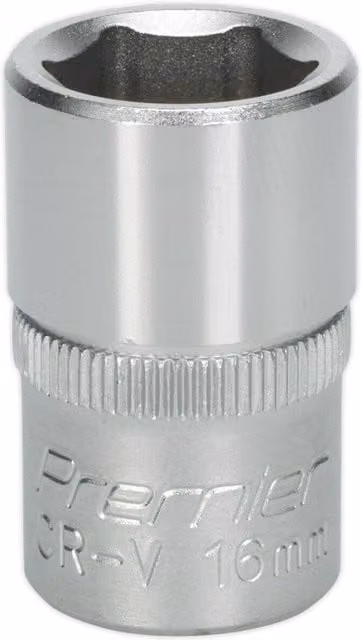 Loops 16mm Steel Drive Socket 1/2 inch Square Drive Chrome Vanadium Wrench Socket in Silver