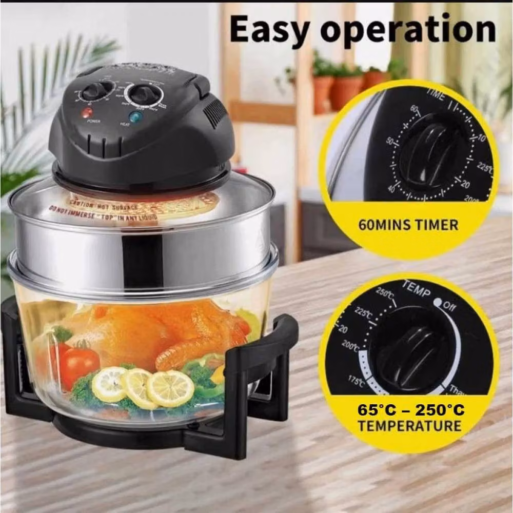 NESTLUNE 12L Halogen Convection Electric Cooker, 1400W, Black, W: 100 cm, D: 15 cm, H: 15 cm – 3