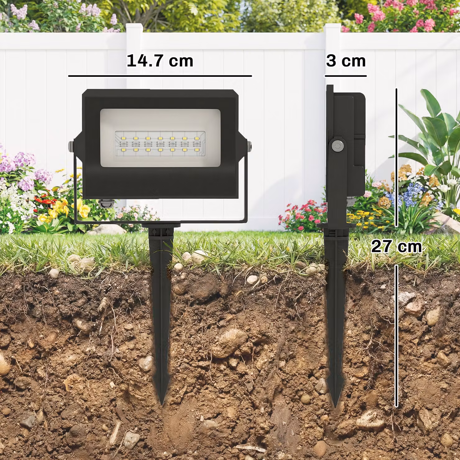 Outsunny 4-Pack 32W RGBW LED Floodlights with Remote Control and Timer, Linkable Black Landscape Lighting – 3