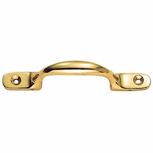 Loops Bow Shaped Sash Window Lift Handle in Polished Brass, W: 102 mm, D: 12 mm, Projection: 28 mm