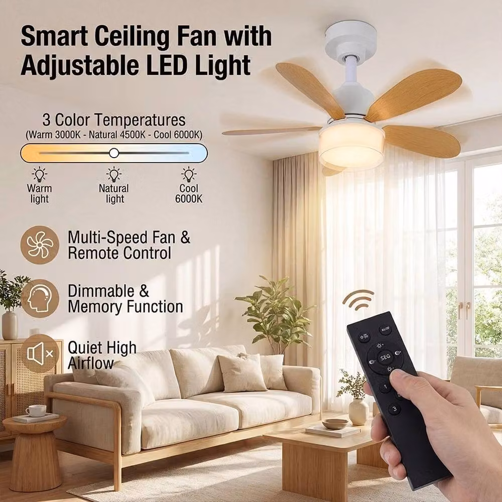 NESTLUNE White Ceiling Fan Light with Remote Control, 52 cm – 3