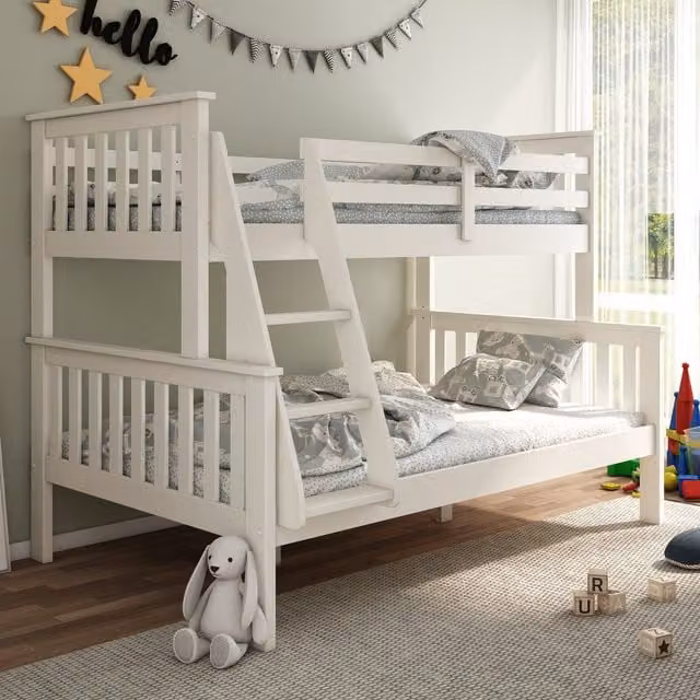 Bedmaster Carra White Triple Sleeper Bunk Bed in Lacquered Engineered Wood