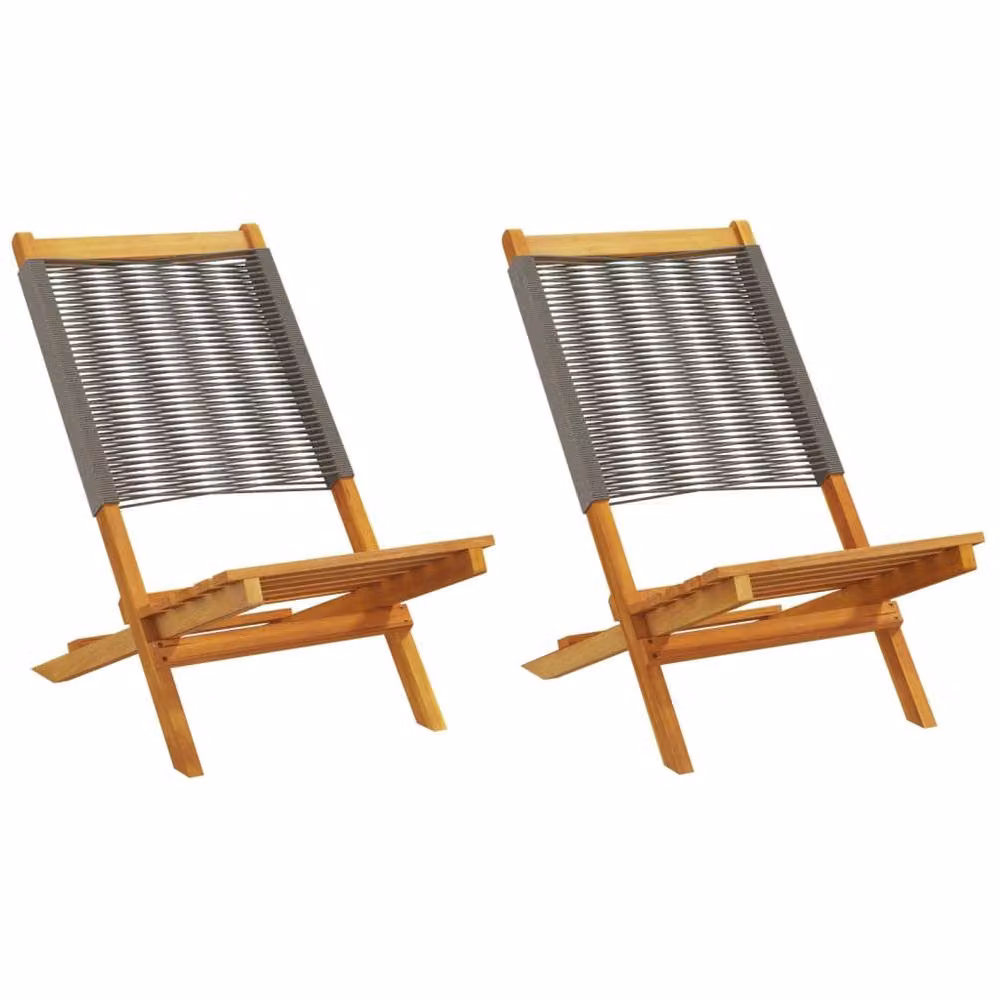Berkfield Home Set of 2 Grey Modern Garden Chairs in Acacia Wood and Polypropylene – 2