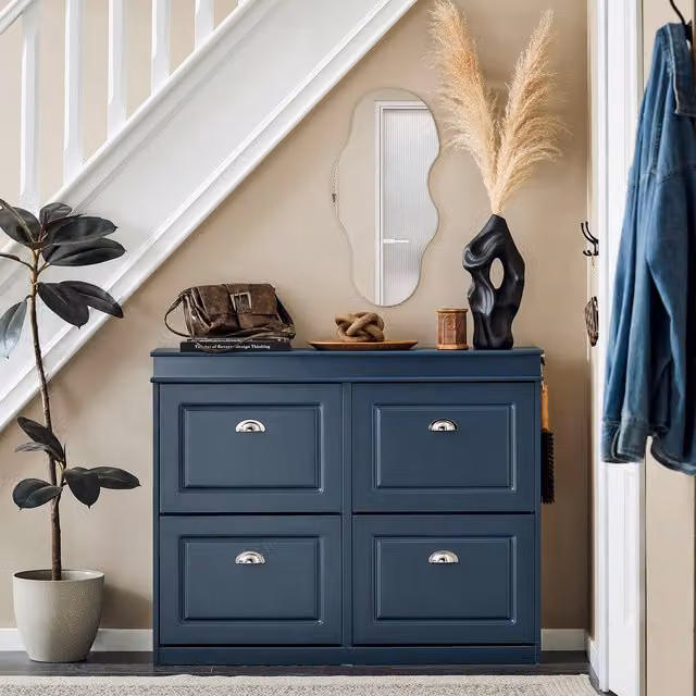 SoBuy 4 Drawer Shoe Storage Cupboard in Blue