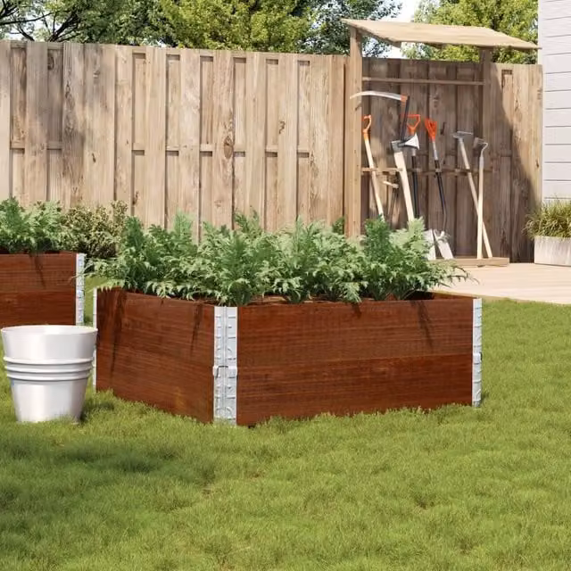 Berkfield Home Garden Brown Wooden Raised Bed Planter with Galvanised Steel, W/D/H: 100 x 100 x 100 cm
