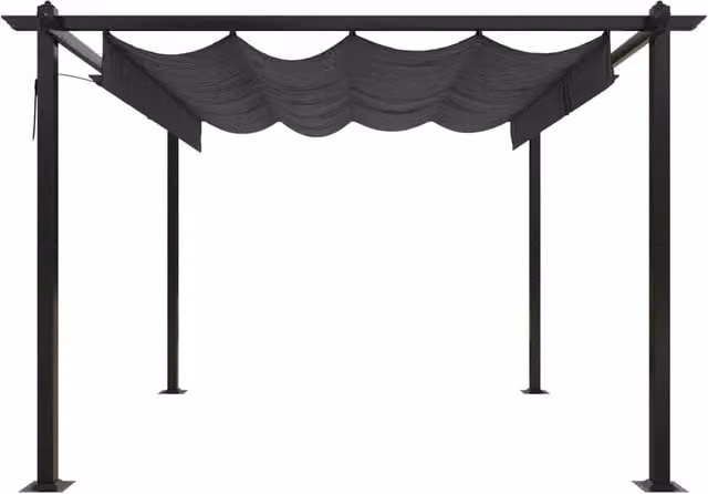 Berkfield Home Sturdy Garden Gazebo with Retractable Roof, Anthracite and Black, W: 300 cm, D: 300 cm, H: 220 cm
