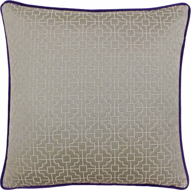 Paoletti Belsize Jacquard Square Cushion in Taupe and Purple