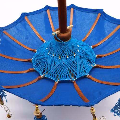 Serenityy Bali Home Decor Parasol in Turquoise Cotton – 2
