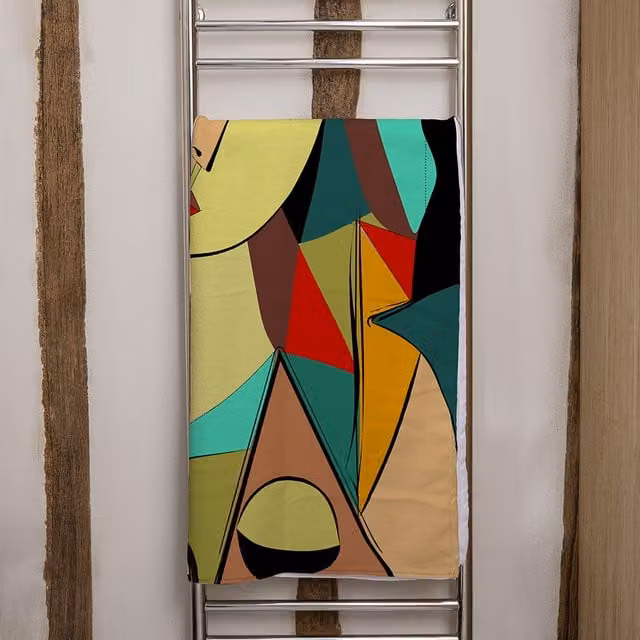 Benjamin Tate Design LTD Abstract Portrait Bath Towel in Pink and Multicolour