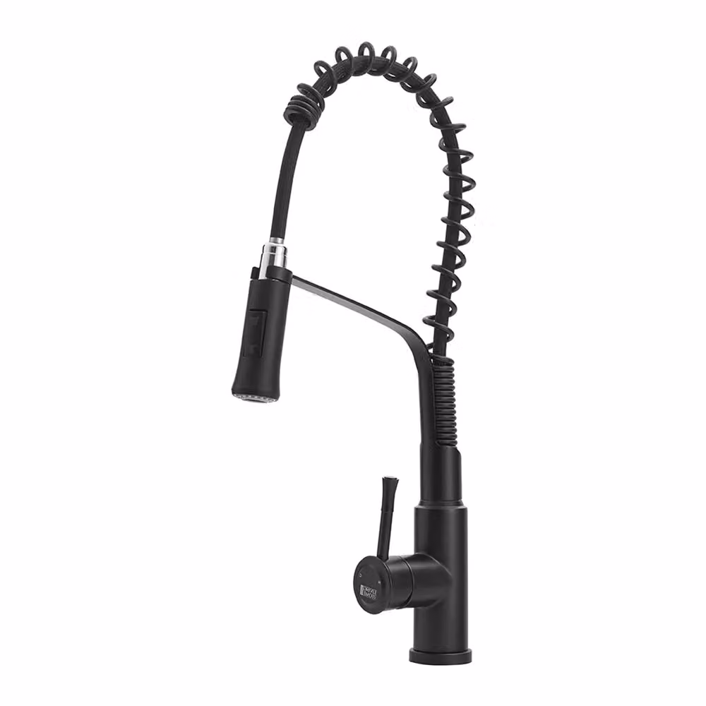 Livingandhome Modern Stainless Steel Pull Down Kitchen Faucet with Spray Function in Matt Black – 2