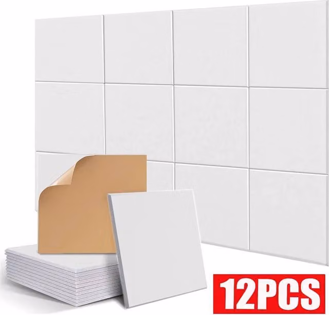 PAWNORA Self-Adhesive Felt Acoustic Panels, 12 Pack, White, Plain – 1