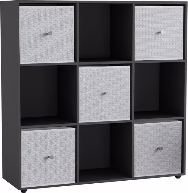 URBNLIVING 9 Cube Storage Unit with Drawers in Black and White