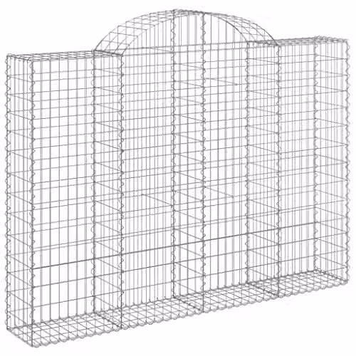 vidaXL 11-Piece Arched Gabion Baskets in Silver Galvanised Steel, W/D/H: 200 x 30 x 140/160 cm – 1