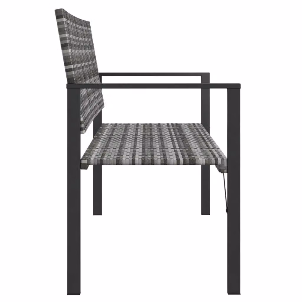 Berkfield Home 2-Seater Grey Poly Rattan and Steel Garden Bench – 3