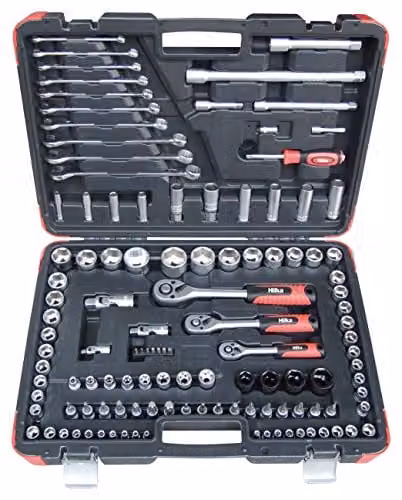 Hilka Chrome Vanadium Drive Socket Set in Black and Silver
