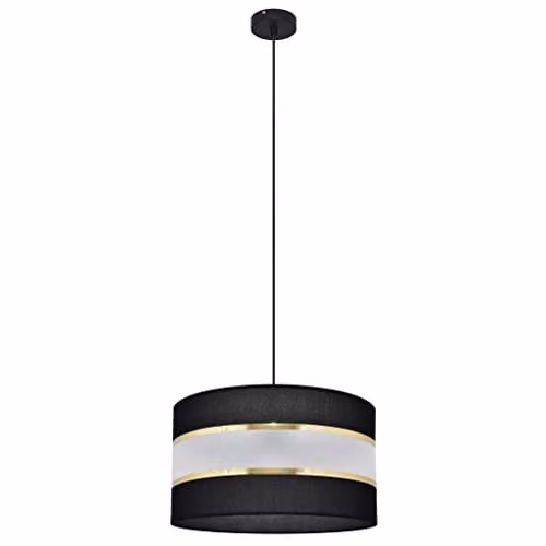 Netlighting Helam Helen Cylindrical Pendant Ceiling Light in Black and Gold/Brass, Diameter: 35 cm