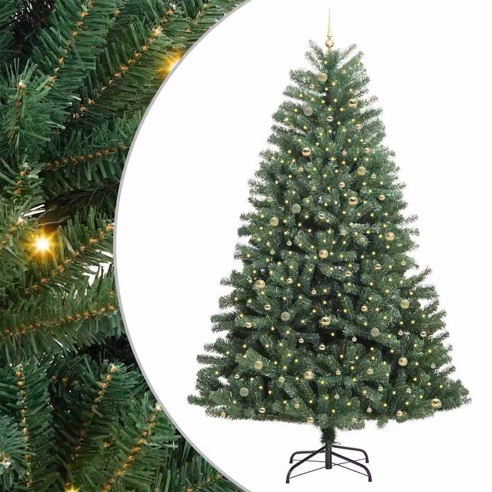 Berkfield Home Artificial Hinged Christmas Tree in Green, Height: 270 cm – 2