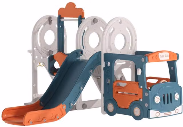Kidkid 3-in-1 Toddler Slide, Swing and Hoop Set in Orange