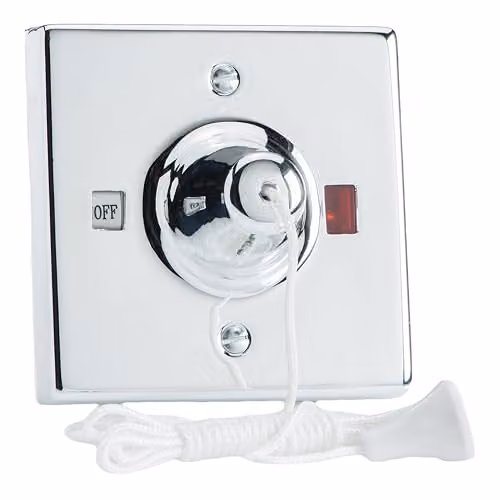 Varilight 45A Pull Cord Switch with Neon Chrome Effect in Grey