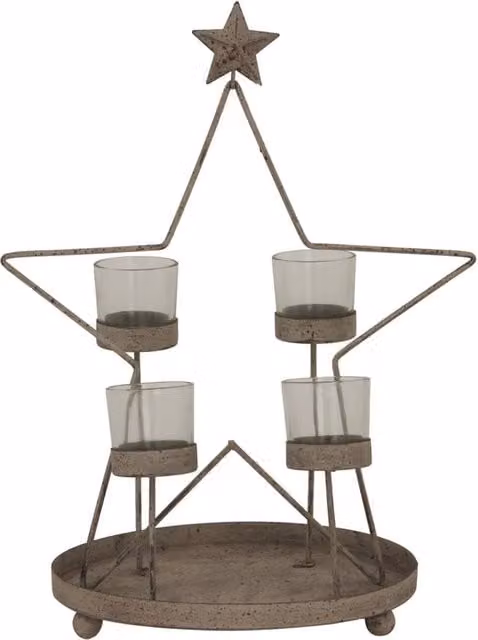 Hill Interiors Outline Star Tealight Candle Holder in Grey Metal – 1
