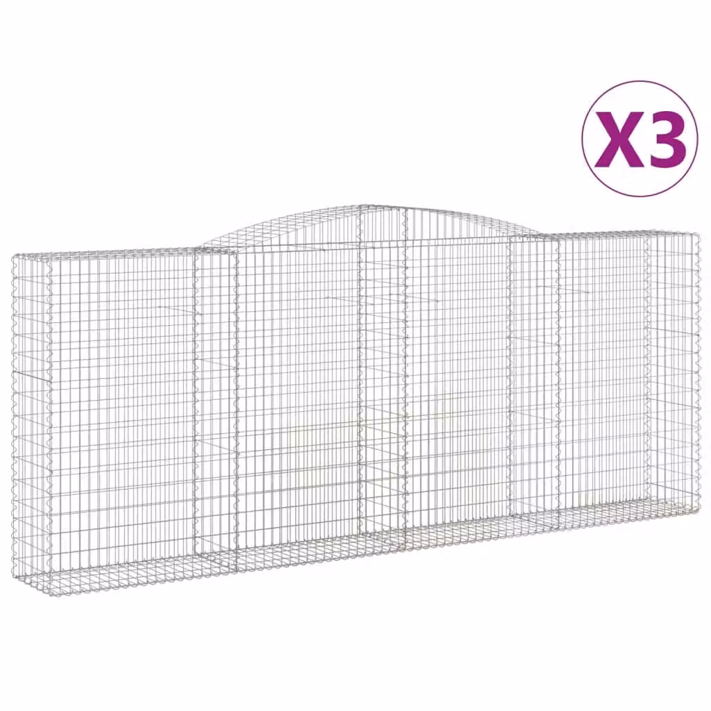 Berkfield Home Arched Gabion Baskets, 3 Piece Set, Silver Galvanised Steel, W: 400 cm, D: 50 cm, H: 160-180 cm – 2