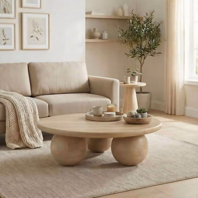 FurnitureboxUK Olympus Round Mango Wood Coffee Table in Brown