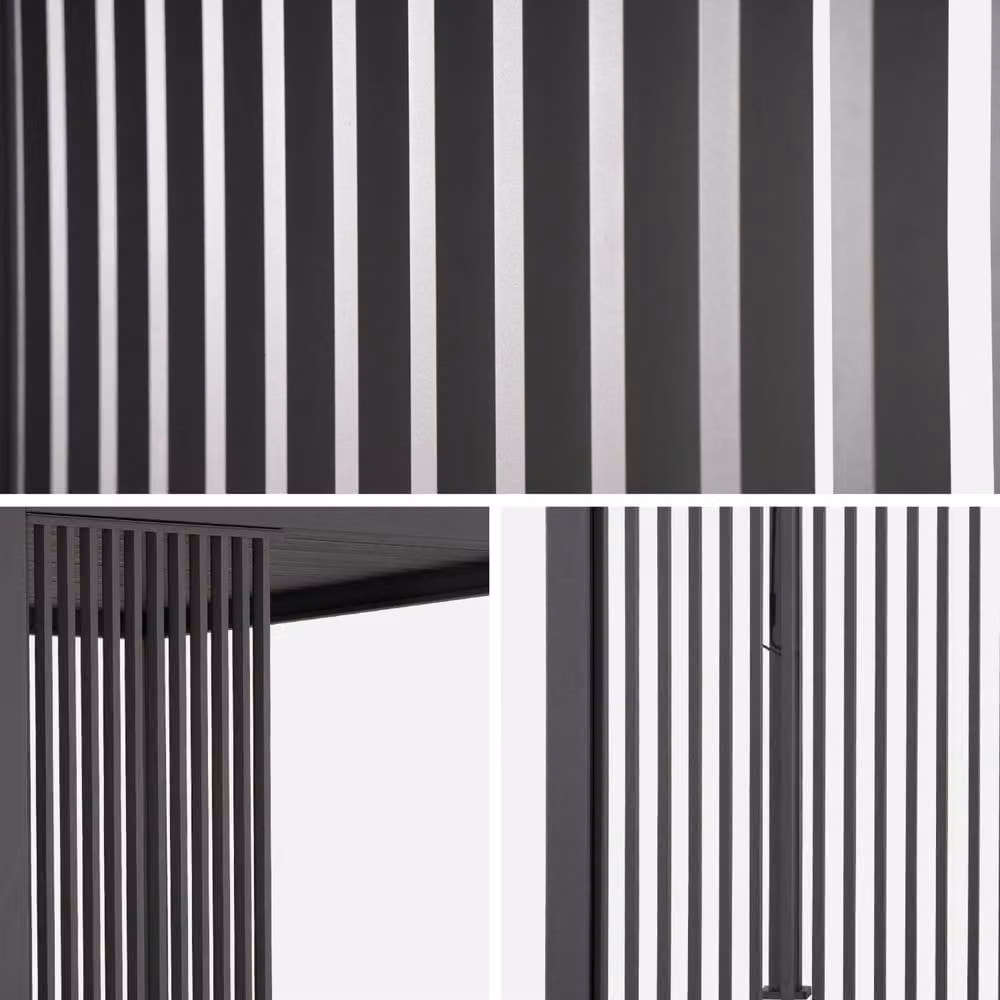 sweeek Set of 3 Dark Grey Aluminium Vertical Louvres for Triomphe Bioclimatic Pergola, 130 cm – 4