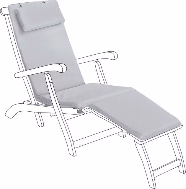 Gardenista Grey Outdoor Steamer Chair Cushion and Sun Lounger Seat Pad