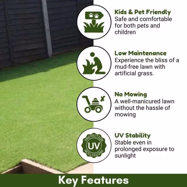 Artificial Grass GB Fern 20mm Soft Artificial Grass in Green, W: 200 cm, L: 700 cm – 2