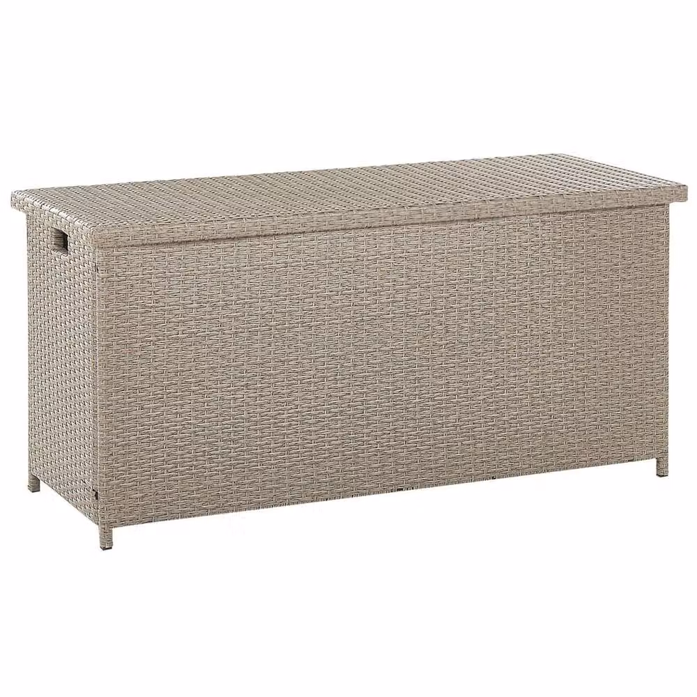 Wyld and Coco Outdoor Storage Box in Beige Faux Rattan, W/D/H: 126 x 46 x 63 cm – 3