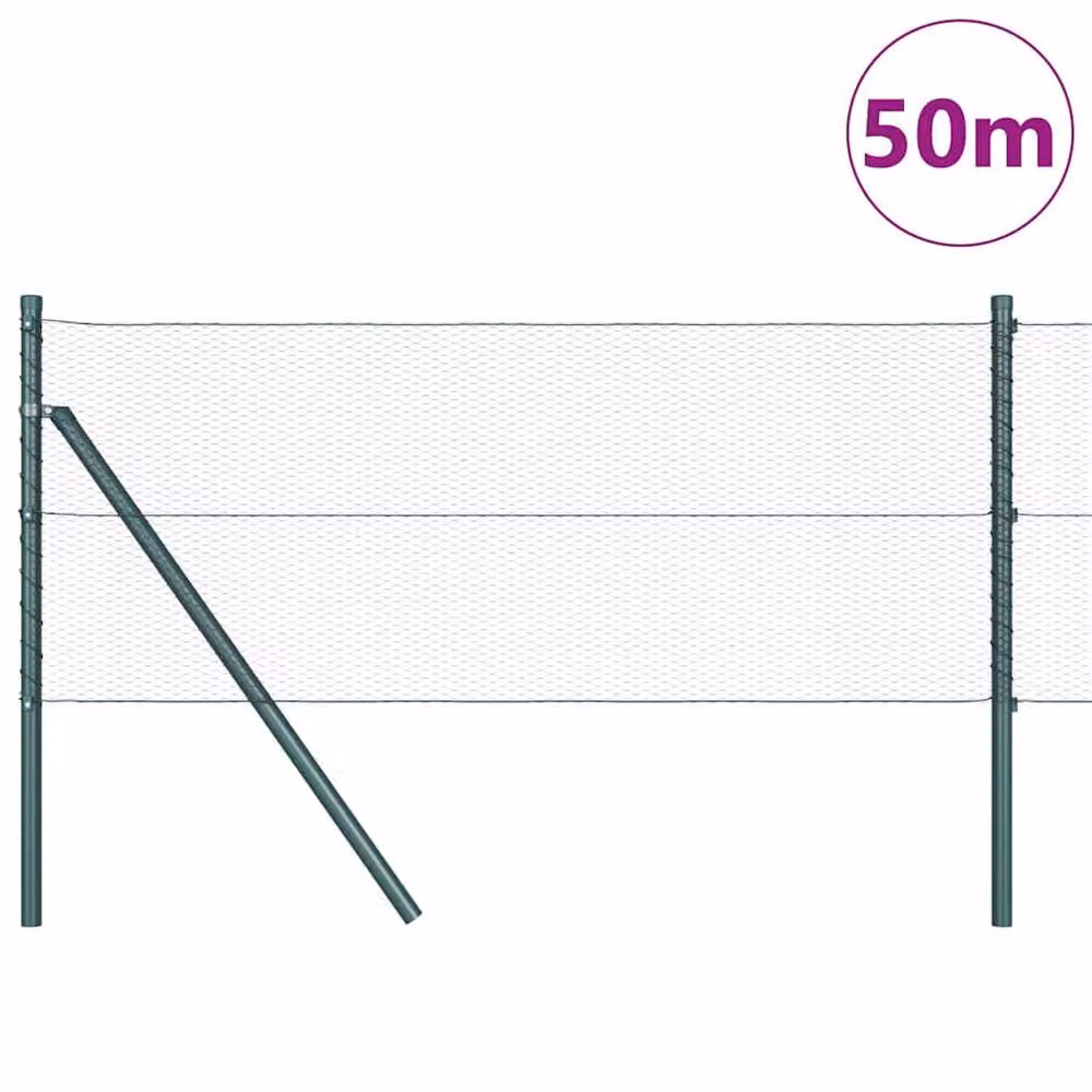 Berkfield Home Green PVC-Coated Steel Hexagon Fence, H: 0.8 m x W: 50 m – 2