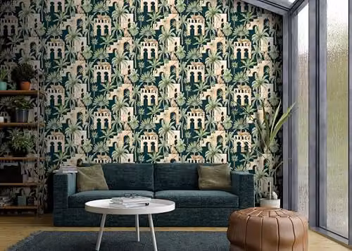 Arthouse Leopard Arches Navy Washable Wallpaper with Modern Animal Print Pattern – 4
