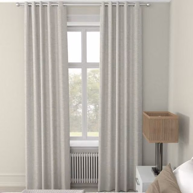 Terrys Hera Made to Measure Blackout Fabric Panel Curtain in Beige Striped Eyelet Style