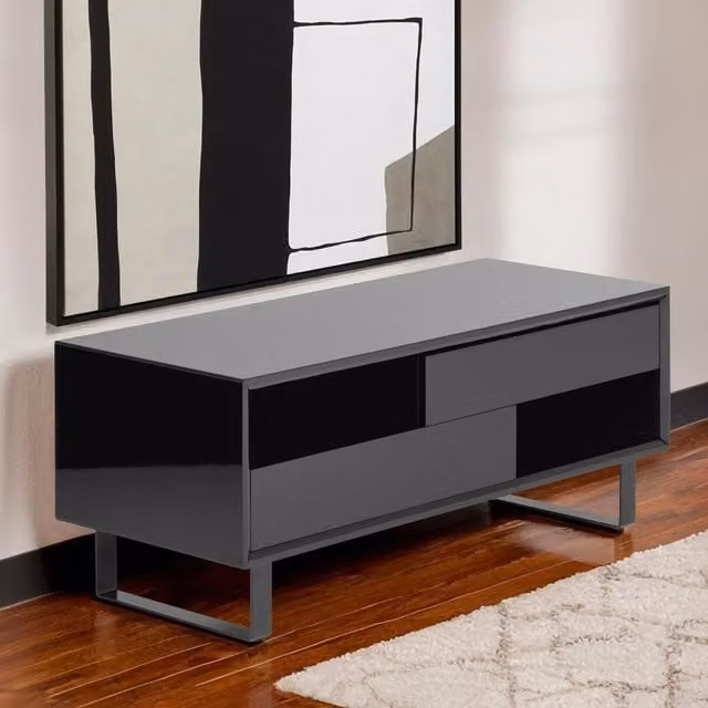 Orsina Black High Gloss Rectangular Coffee Table with Metal Sled Base W/D/H: 120 x 60 x 50 cm – 1