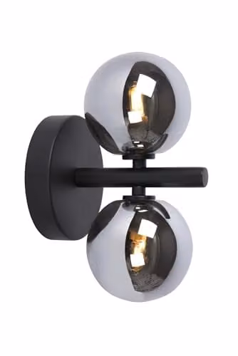 Lucide Tycho Dimmable Modern Wall Light in Black with Transparent Glass Spheres and 2xG9 LED Bulbs