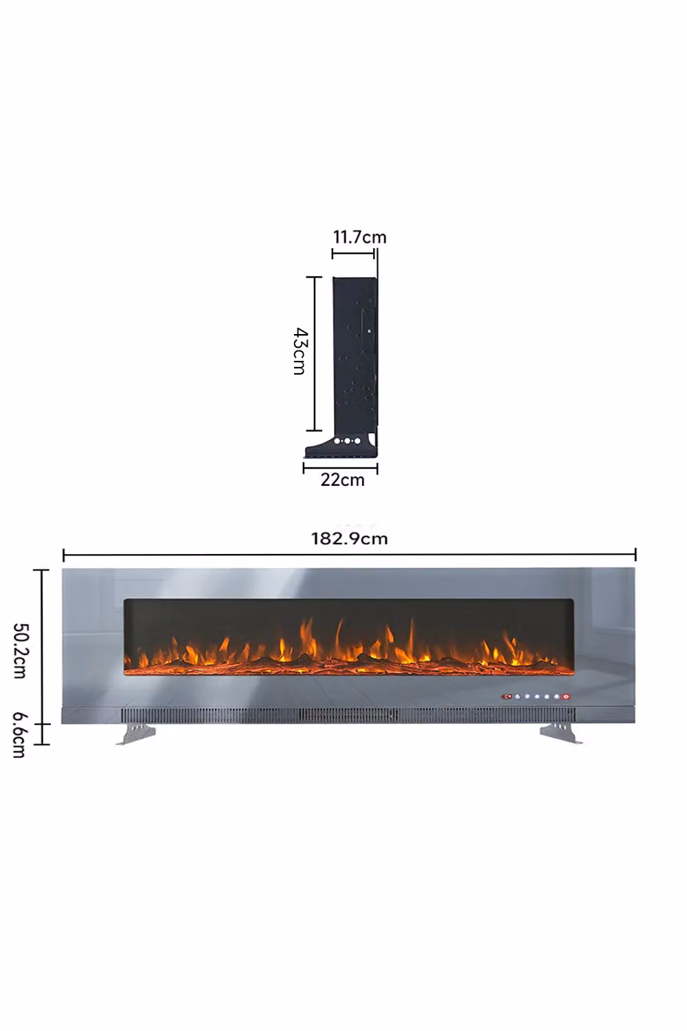 Living and Home 72 inch Wall Mounted Electric Fireplace in Grey – 6
