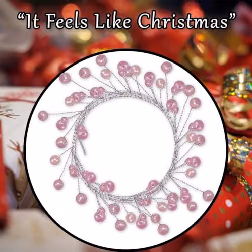 VFM e-Store Pink Pearl Garland Christmas Decoration, Length: 100 cm, Width: 3 cm – 6