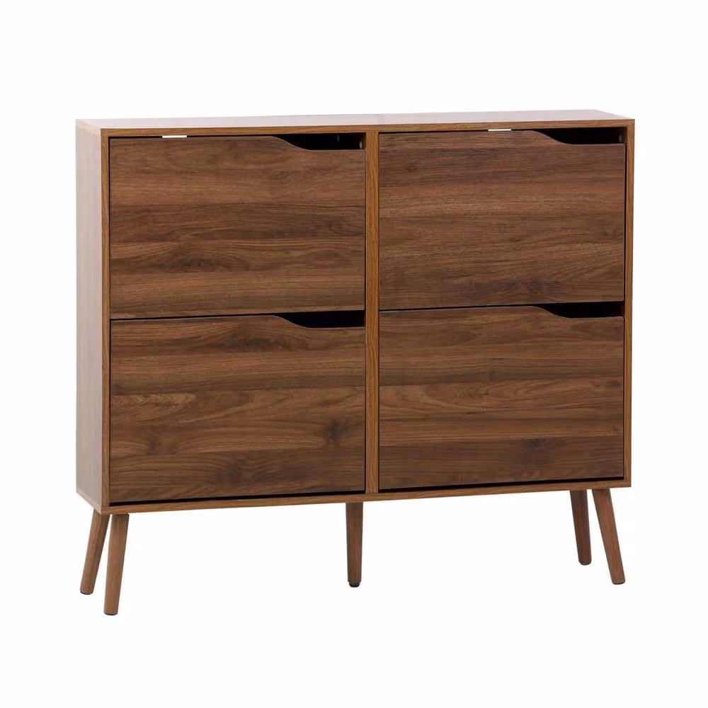 sweeek Wood Effect Shoe Cabinet with 4 Drawers and Tilting Compartments, Brown, W/D/H: 110.0 x 23.5 x 96.0 cm – 2