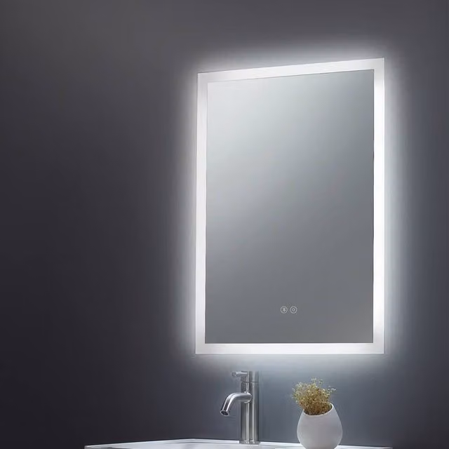 Bathroom Kingdom Alfie Illuminated LED Mirror with Bluetooth Speaker, Silver, W: 70 cm, H: 50 cm