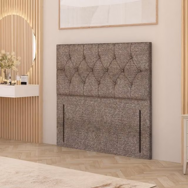 Somnior Beds Ltd Chesterfield Upholstered Floor Standing Headboard in Brown Fabric, Width: 137 cm