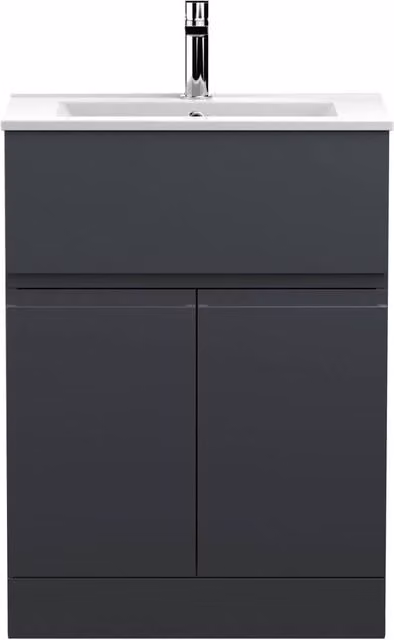 Balterley Mavesyn 2 Door 1 Drawer Freestanding Vanity Basin Unit, Grey, Width: 60 cm