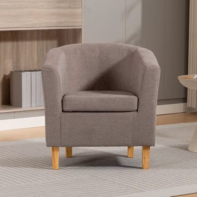 Artemis Home Millie Accent Chair in Brown Fabric with Solid Wood Frame
