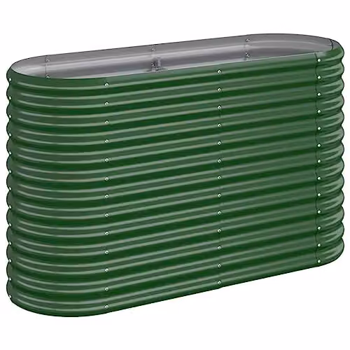 vidaXL Green Steel Garden Planter Tub W: 114 cm, D: 40 cm, H: 68 cm